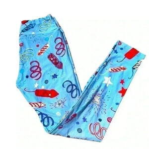 Lularoe One Size blue fireworks leggings! 4th of July fun! Great fun! NWOT
